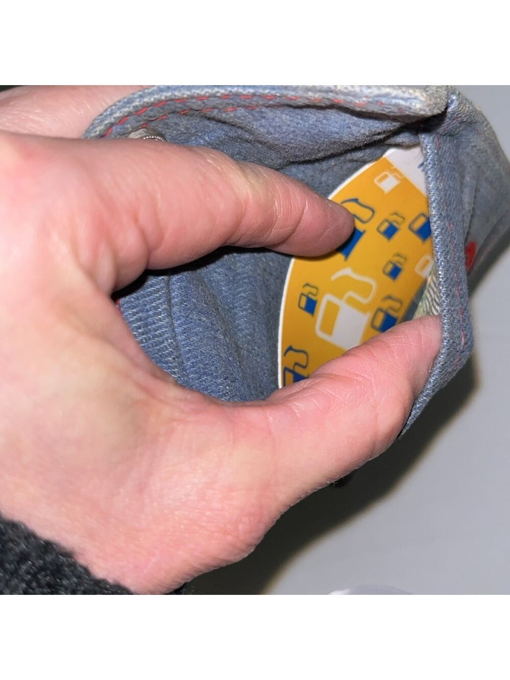 Vintage denim cherry basket coin purse • button pouch • with lucky coins - Picture 8 of 9
